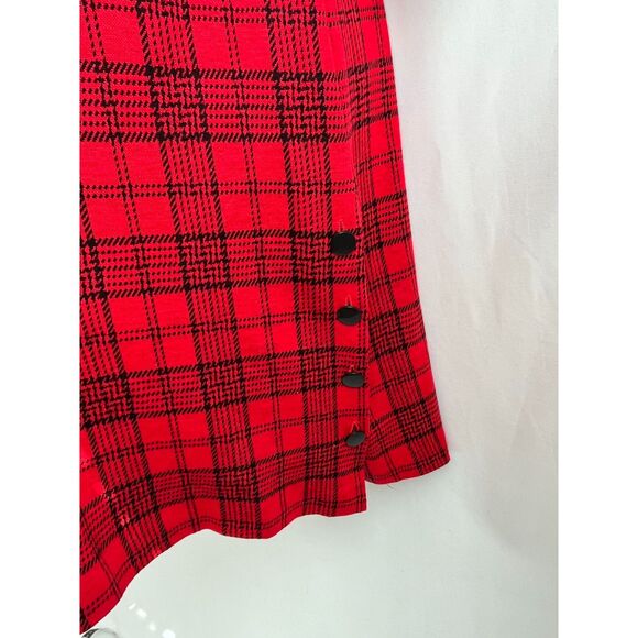 Vintage Leslie Fay Y2K Red Plaid Dress Size Petite 12 Academia Preppy Clueless - Picture 9 of 12